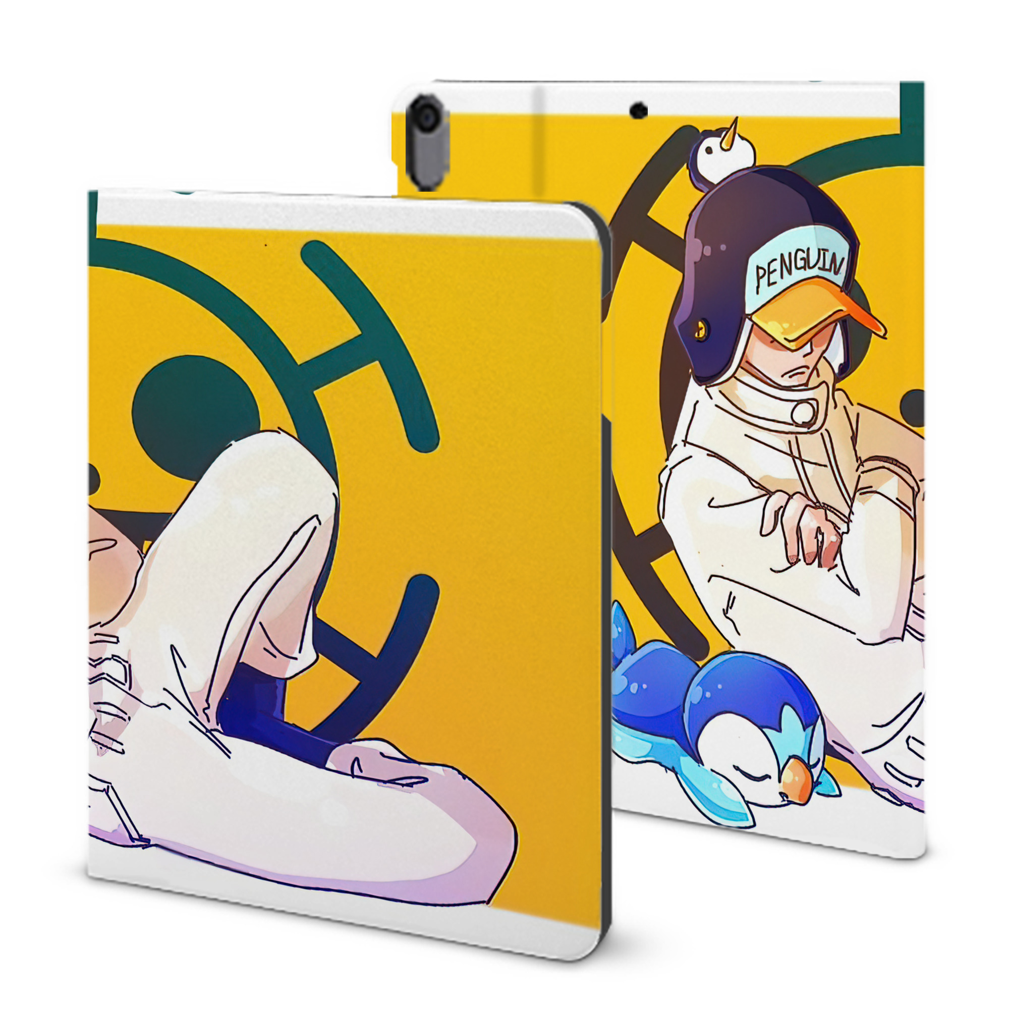 ワンピース ONE PIECE IPad ケース ブック型 PUレザー TPU 耐衝撃 軽量 薄型 ペン収納なし 全面保護 IPad 各モデル対応